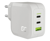 Ładowarka i akumulator GREENCELL PowerGaN 65W PD 3.0 QC 3.0 2xUSB-C 1xUSB-A biała CHARGC08W